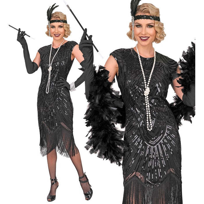 Roaring 20S Gatsby Flapper  Dress  - Black