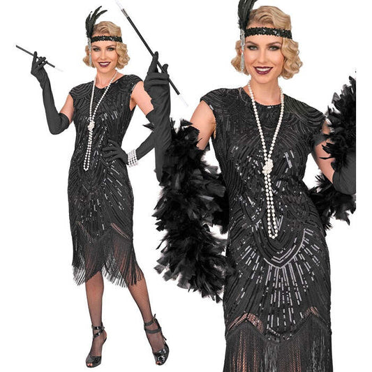 Roaring 20S Gatsby Flapper  Dress  - Black