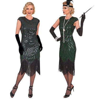Roaring 20S Gatsby Flapper  Dress  - Green