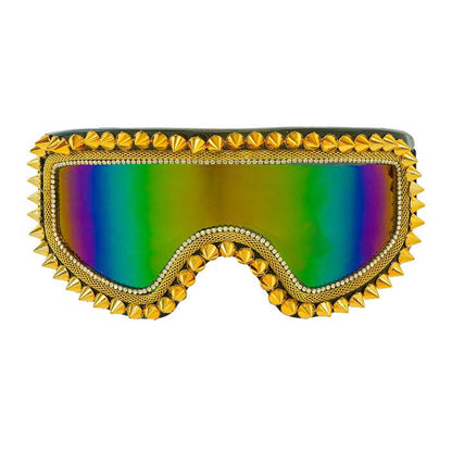 Goggles Après-Ski Winter Party Festival Studded Strass Gold