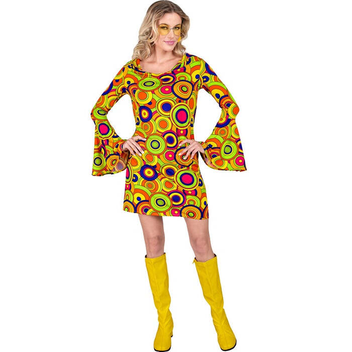 The 70S Groovy Style - Yellow Circles  Dress 