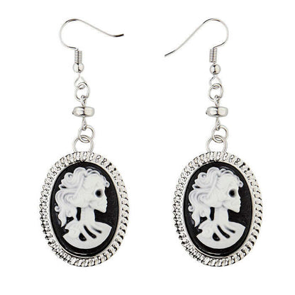 Pair Of Skull Cameo Earrings