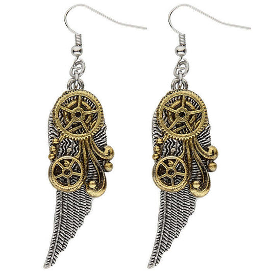 Pair Of Steampunk Earrings With Wings
