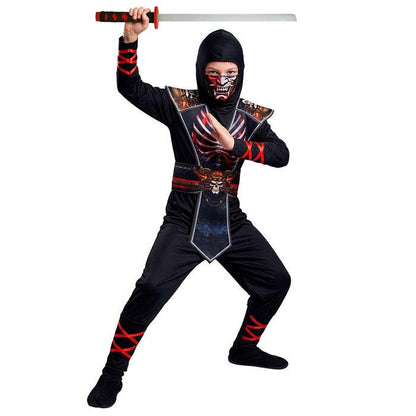 Ninja Skeleton  Jumpsuit, Tabard With Belt, Hood, Face Mask 