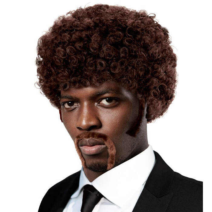 Pulp Afro Wig With Moustache And Sideburns In Box