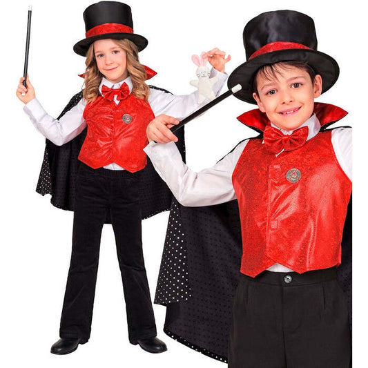 Magician  Vest, Bow Tie, Cape, Hat With Hidden Compartment, Magic Wand, Coin, Rabbit 