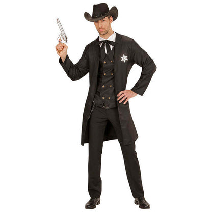 Sheriff  Long Coat, Vest, Fake Shirt, String Tie 