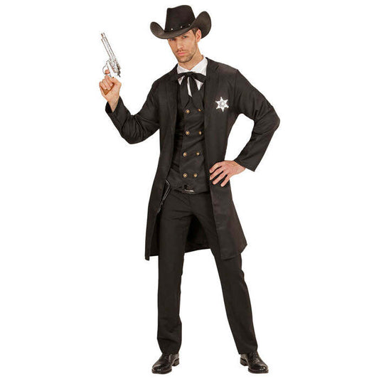 Sheriff  Long Coat, Vest, Fake Shirt, String Tie 