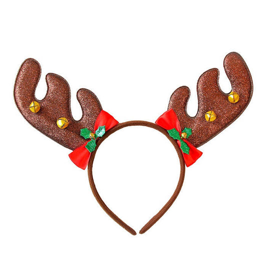 Reindeer Horns With Bows & Jingle Bells