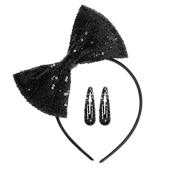 The 80S Sequin Bow Headband & Hair Pins