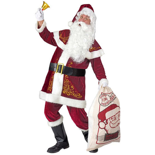 Santa Claus  Coat With Capelet, Hat, Pants, Belt, Boot Covers 