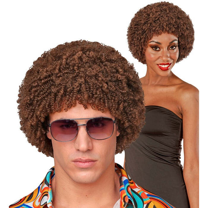 Brown 70S Disco Wig In Polybag