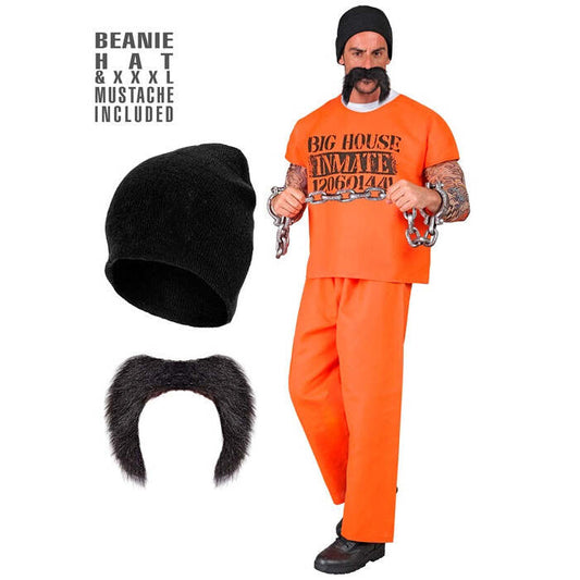 Inmate  Shirt, Pants, Cap, Moustache 