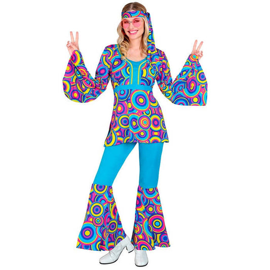 The 70S Groovy Style - Blue Bubbles  Shirt, Pants, Headband 
