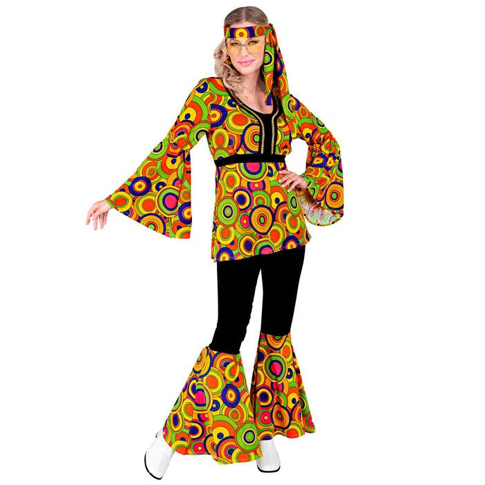 The 70S Groovy Style - Yellow Circles  Shirt, Pants, Headband 