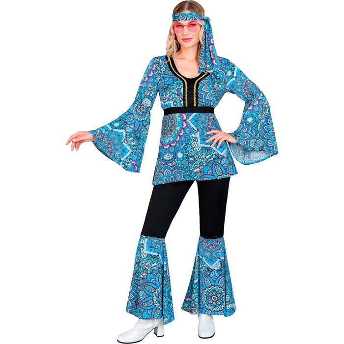 The 60S Fashion - Blue Mandala  Shirt, Pants, Headband 