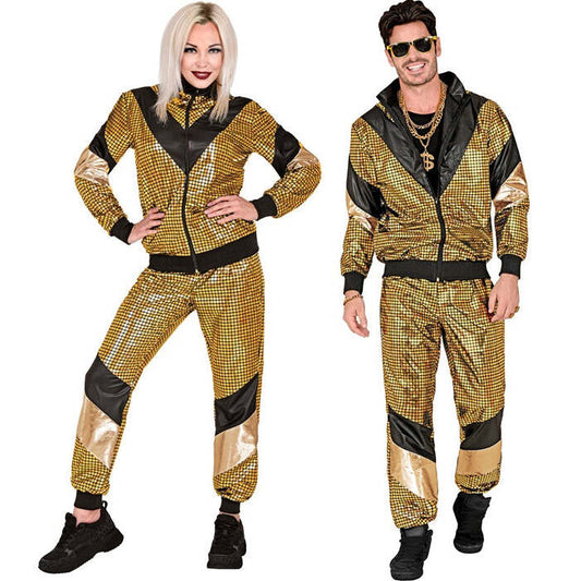 80'S Gold Reflective Shell Suit  Jacket, Pants 