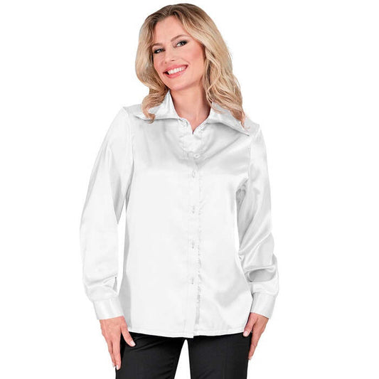 Satin White 70S Disco Shirt