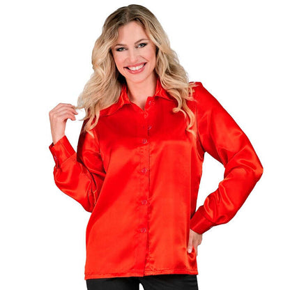 Satin Red 70S Disco Shirt