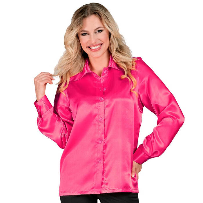 Satin Pink 70S Disco Shirt