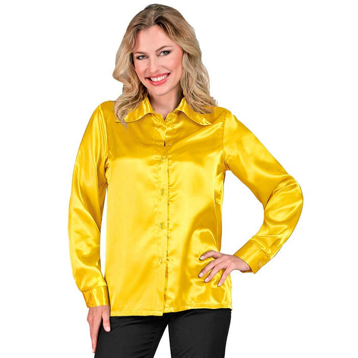 Satin Yellow 70S Disco Shirt