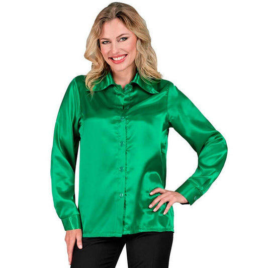 Satin Green 70S Disco Shirt