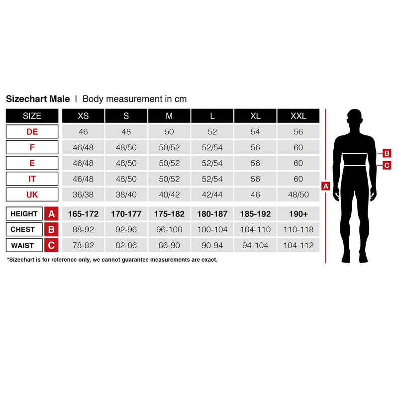 Widmann Adult Male Costume Size Chart
