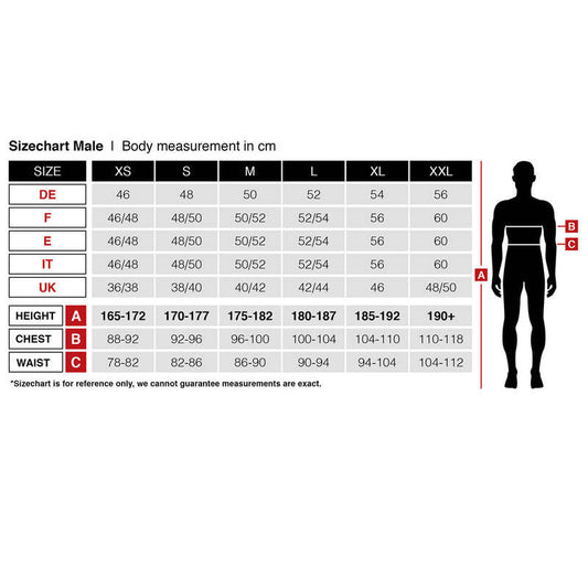 Widmann Adult Male Costume Size Chart
