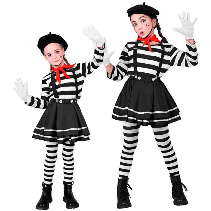 Mime  Shirt, Skirt, Braces, Neckscarf, Gloves, Hat  