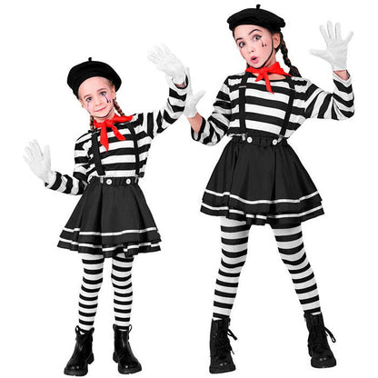 Mime  Shirt, Skirt, Braces, Neckscarf, Gloves, Hat  