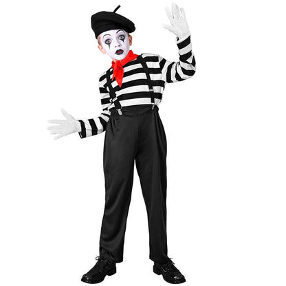 Mime  Shirt, Pants, Braces, Neckscarf, Gloves, Hat  