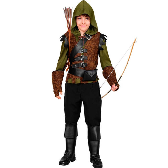 Robin Of Sherwood  Hooded Shirt With Vest, Belt Sash, Belt With Pouch, Gloves, Boot Tops 
