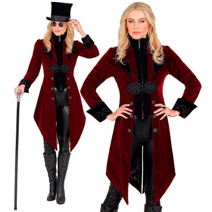 Burgundy Velvet Gothic Coat