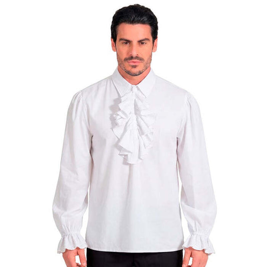 White Historical Character Shirt With Jabot