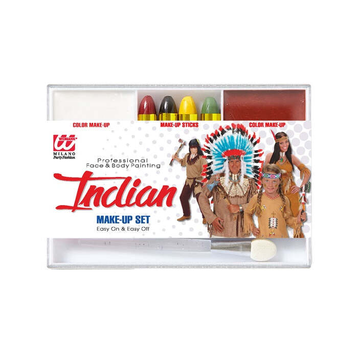 Indian Makeup Set  4 Makeup Sticks, White & Indian Red Makeup In Tray, Applicator 