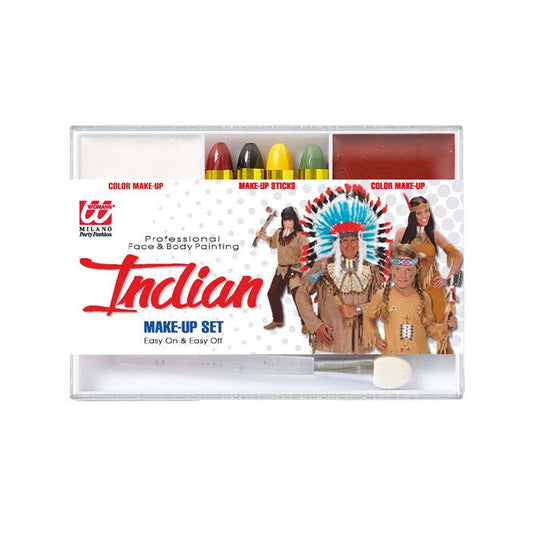 Indian Makeup Set  4 Makeup Sticks, White & Indian Red Makeup In Tray, Applicator 