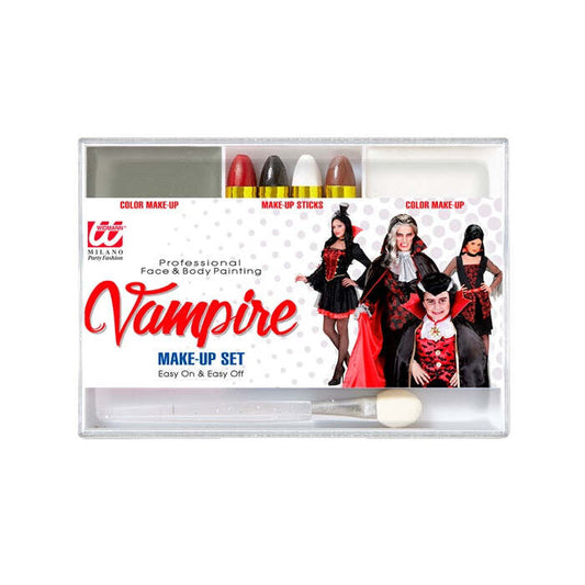 Vampire Makeup Set  4 Makeup Sticks, Grey & White Makeup In Tray, Applicator  - Color Make Up 12 G, Sticks 8 G