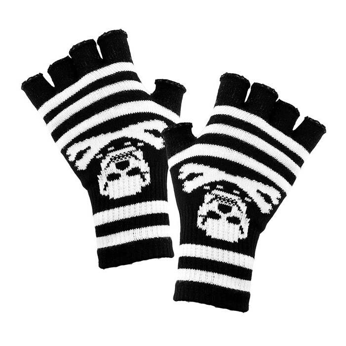 Fingerless Skull & Crossbones Gloves In Wool