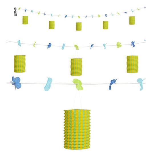 Yellow/Green Lantern Garland Withflowers 3 M
