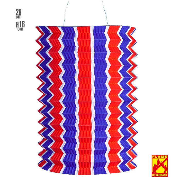 Blue-White-Red Striped Lantern Ø16 Cm - H 28 Cm - Flame Retardant