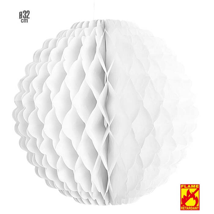 White Honeycomb Globe Ø 32 Cm - Flame Retardant