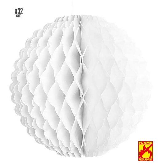 White Honeycomb Globe Ø 32 Cm - Flame Retardant