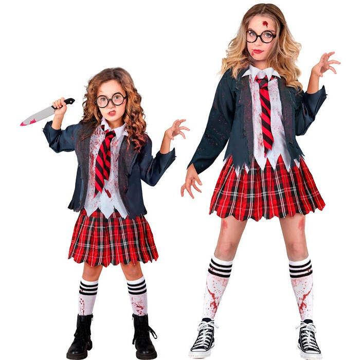 Zombie School Girl  Jacket With Shirt, Skirt, Tie, Socks 