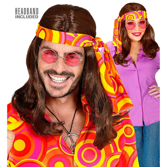 Brown 70S Disco Fever Wig With Headband In Box