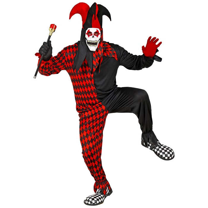 Evil Harlequin  Jumpsuit, Hooded Mask With Hat 
