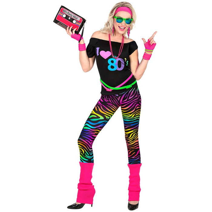The 80S Fashion  Sleeveless T-Shirt, Leggings, Leg Warmers, Headband, 2 Wristbands 