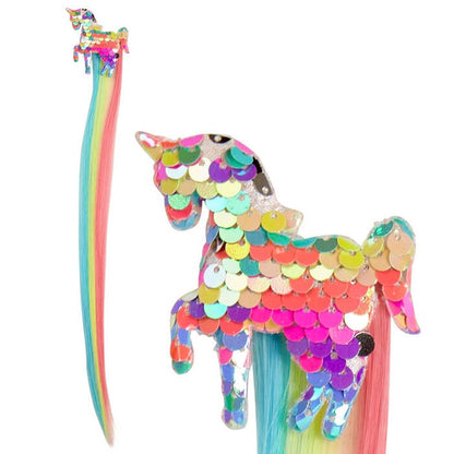 Holographic Sequin Unicorn Hair Extension For Girl