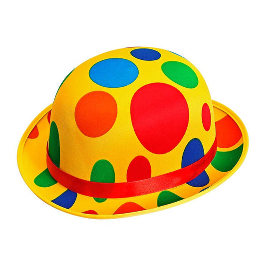 Satin Dotted Clown Bowler Hat