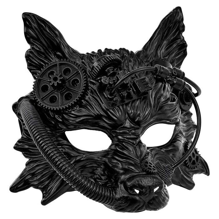 Mask Steampunk Wolf Black