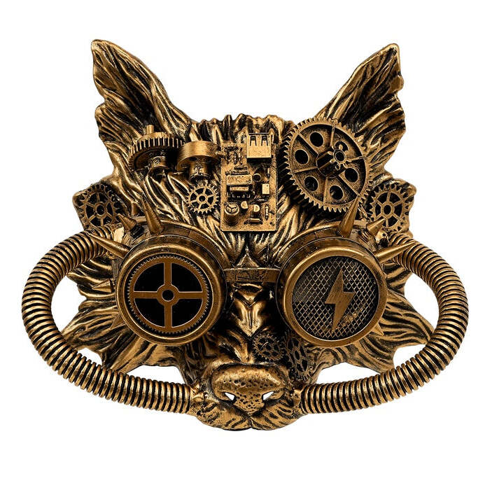 Mask Steampunk Wolf Gold